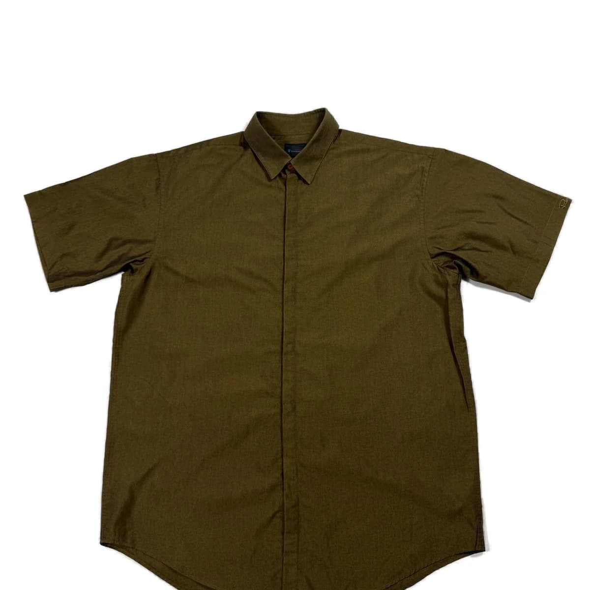 Olive Short-Sleeve Button Shirt